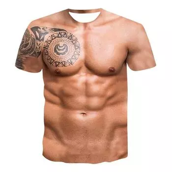 Мужская одежда Повседневная одежда с принтом Футболки с круглым вырезом и коротким рукавом Топы с круглым вырезом Уличная одежда в тропическом стиле S-M