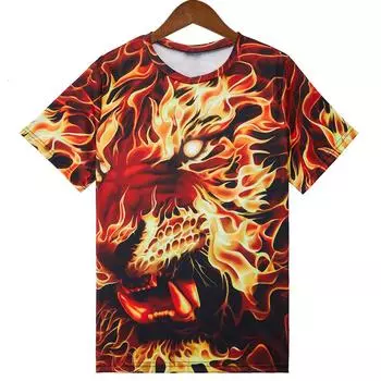 Мужская одежда Повседневная одежда с принтом Футболки с круглым вырезом и коротким рукавом Топы с круглым вырезом Уличная одежда в тропическом стиле S-M