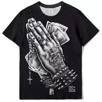 Мужская одежда Повседневная одежда с принтом Футболки с круглым вырезом и коротким рукавом Топы с круглым вырезом Уличная одежда в тропическом стиле S-M