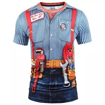 Мужская одежда Повседневная одежда с принтом Футболки с круглым вырезом и коротким рукавом Топы с круглым вырезом Уличная одежда в тропическом стиле S-M