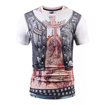 Мужская одежда Повседневная одежда с принтом Футболки с круглым вырезом и коротким рукавом Топы с круглым вырезом Уличная одежда в тропическом стиле S-M