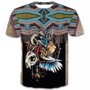 Мужская одежда Повседневная одежда с принтом Футболки с круглым вырезом и коротким рукавом Топы с круглым вырезом Уличная одежда в тропическом стиле S-M