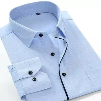Мужская одежда Рубашка больших размеров Высококачественная деловая повседневная светло-синяя рубашка с длинным рукавом Мужская