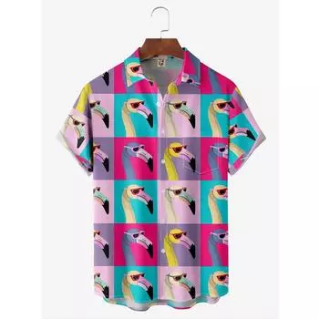 Мужская одежда, рубашка с 3D-принтом, большой размер, путешествия, пляж на Гавайях, Харадзюку, динозавр, верхняя часть мужской одежды, лето S