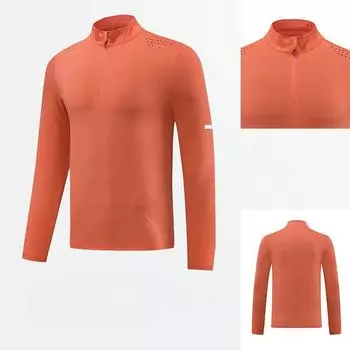 Мужская одежда с длинными рукавами, быстросохнущая, для занятий фитнесом на открытом воздухе, футболка, высокоэластичная, спортивная футболка с полумолнией M