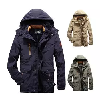 Мужская одежда с хлопковой подкладкой Куртки с хлопковой подкладкой для людей среднего и пожилого возраста Средние и длинные ворсистые и утолщенные куртки с хлопковой подкладкой M