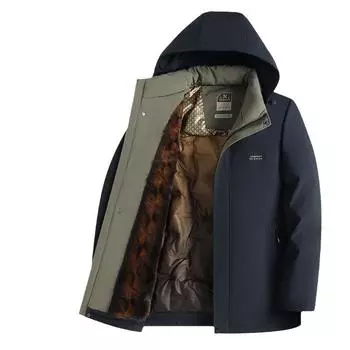 Мужская одежда с хлопковой подкладкой Осенние и зимние модели Кепки для мужчин среднего возраста Деловая утепленная одежда с хлопковой подкладкой L темно-синий