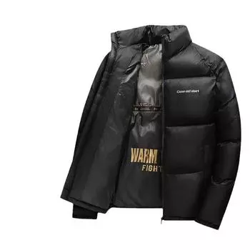 Мужская одежда с хлопковой подкладкой Осенняя и зимняя короткая стойка-воротник Молодежь и средний возраст Легкая повседневная одежда с хлопковой подкладкой Теплая хлопковая подкладка L темно-синий