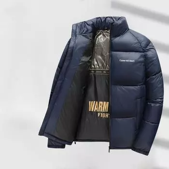 Мужская одежда с хлопковой подкладкой Осенняя и зимняя короткая стойка-воротник Молодежь и средний возраст Легкая повседневная одежда с хлопковой подкладкой Теплая хлопковая подкладка L чёрный