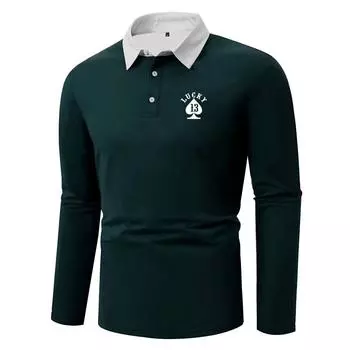 Мужская одежда Весенне-осенняя повседневная рубашка поло с длинным рукавом, мужская приталенная спортивная быстросохнущая рубашка поло для гольфа.