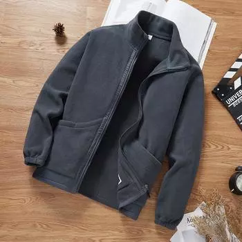 Мужская одежда в английском стиле, круглый вырез, однотонная, карманы на молнии, длинный рукав, осенне-зимние кардиганы, модные повседневные топы L