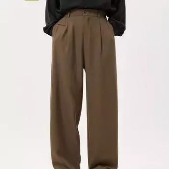 Мужская одежда, весенние повседневные брюки, свободные прямые корейские модные простые однотонные мужские брюки XXL чёрный