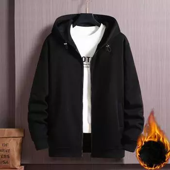 Мужская одежда высокого качества 10XL молния зимнее плюс бархатное утолщенное пальто повседневная модная куртка с капюшоном свободный универсальный топ черного цвета 10XL