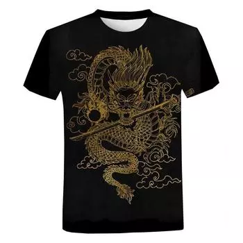 Мужская одежда Y2K, футболки с графическим рисунком Тотема дракона, футболка большого размера с круглым вырезом, модная уличная одежда в стиле Харадзюку, футболки XL