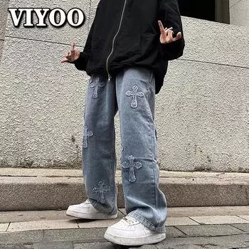 Мужская одежда Y2K, готические джинсы для мужчин, готические джинсовые брюки, мужские джинсовые мешковатые брюки, джинсы, брюки, свободная японская уличная одежда в стиле хип-хоп