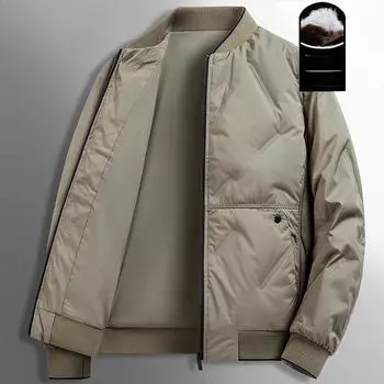 Мужская одежда Зимняя деловая куртка-пуховик с воротником-стойкой Повседневная модная теплая ветрозащитная и морозостойкая бейсбольная куртка XXXXXL чёрный