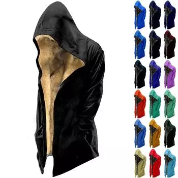 Мужская однотонная бархатная утолщенная длинная куртка Мужская повседневная куртка на молнии большого размера