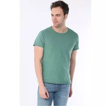 Мужская однотонная базовая футболка с круглым вырезом светло-зеленая