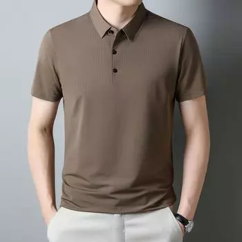 Мужская однотонная быстросохнущая вафельная свободная дышащая футболка с короткими и средними рукавами, поло M