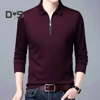 Мужская однотонная деловая рубашка с лацканами, застежкой-молнией, длинным рукавом, свитер, топы, весна-осень, приталенная рабочая футболка XL чёрный