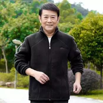 Мужская однотонная флисовая куртка на весну и осень, свободная повседневная удобная толстовка 5XL чёрный