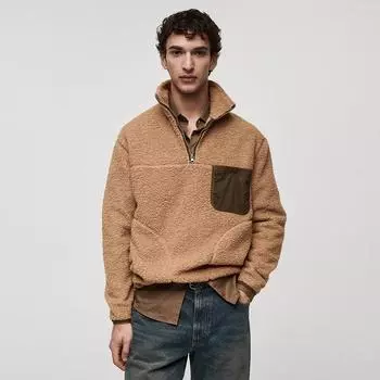 Мужская однотонная флисовая толстовка - повседневная стильная спортивная толстовка для тепла и комфорта зимой и осенью на свежем воздухе S бронзовый