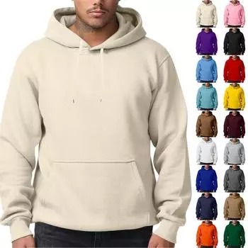 Мужская однотонная флисовая толстовка с капюшоном и длинными рукавами, свободный топ с карманами XXL чёрный