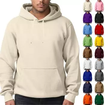 Мужская однотонная флисовая толстовка с капюшоном и длинными рукавами, свободный топ с карманами L тёмно-синий