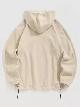 Мужская однотонная флисовая толстовка с капюшоном ZAFUL с пуговицами на переднем кармане S света кофе