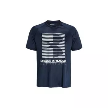 Мужская однотонная футболка с буквенным принтом Under Armour, синие 1370653-408 XL