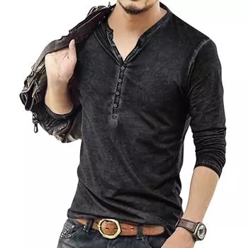 Мужская однотонная футболка с длинным рукавом и воротником на пуговицах, мужской повседневный модный топ XXXL