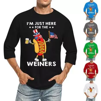 Мужская однотонная футболка с круглым вырезом и рукавами три четверти L чёрный