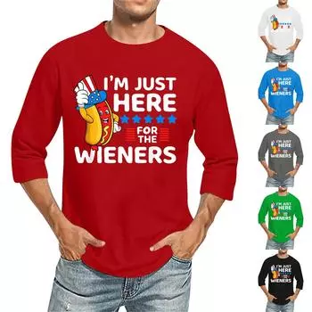 Мужская однотонная футболка с круглым вырезом и рукавами три четверти