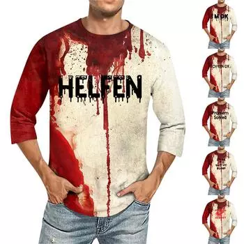 Мужская однотонная футболка с круглым вырезом и рукавами три четверти XXXL чёрный