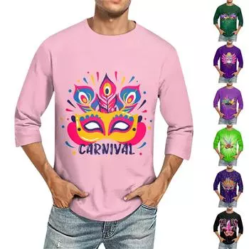 Мужская однотонная футболка с круглым вырезом и рукавами три четверти XXXXL