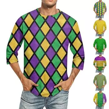 Мужская однотонная футболка с круглым вырезом и рукавами три четверти XXL