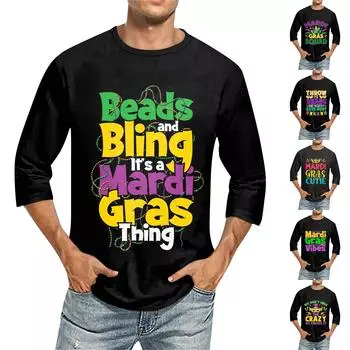 Мужская однотонная футболка с круглым вырезом и рукавами три четверти XL зелёный