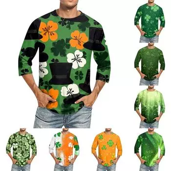 Мужская однотонная футболка с круглым вырезом и рукавами три четверти M оранжевый