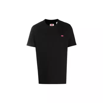 Мужская однотонная футболка с круглым вырезом Levis Logo, черные 56605-0009