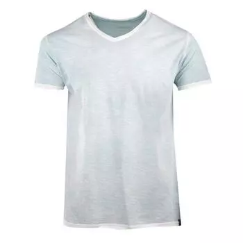 Мужская однотонная футболка с V-образным вырезом выцветшего цвета BLAGGIO S бледно-синий