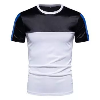 Мужская однотонная футболка в стиле пэчворк S чёрный