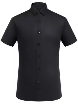 Мужская однотонная классическая рубашка, повседневная рубашка с дышащими лацканами из бамбукового волокна на пуговицах с коротким рукавом для деловой деятельности 39 белый