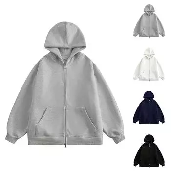 Мужская однотонная куртка с карманом на молнии с длинными рукавами, куртка с капюшоном, толстовка L чёрный