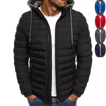 Мужская однотонная мужская полосатая куртка с капюшоном на молнии S чёрный