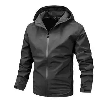 Мужская однотонная осенняя одежда, модная зимняя свободная повседневная рабочая куртка, молодежная мужская красная черная куртка на молнии M чёрный