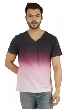 Мужская однотонная повседневная футболка с коротким рукавом Inkmeso Regular Fit Ombre 3XL чёрный