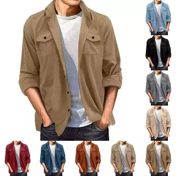 Мужская однотонная повседневная куртка с лацканами на весну и осень, замшевое пальто XXXL винный