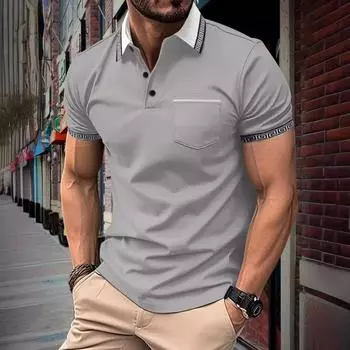 Мужская однотонная повседневная рубашка-поло с лацканами S белый