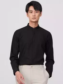 Мужская однотонная простая классическая рубашка со скрытыми пуговицами спереди без кармана, повседневные дышащие рубашки с воротником-стойкой и длинными рукавами на пуговицах для деловой деятельности 39 белый