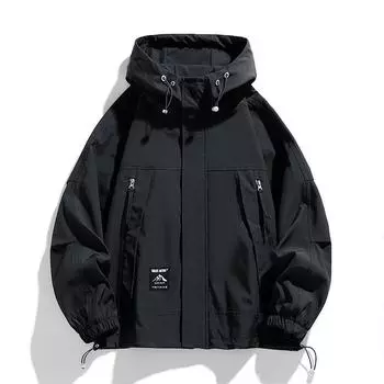 Мужская однотонная рабочая куртка с капюшоном (L-9XL) - Трендовый весенне-осенний большой размер 6XL